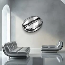Art Of Aroma 10 Art Of Aroma -Artmind Wandbild Freiform Chrome Edition Kaffeebohne Silber Gebuerstet 2