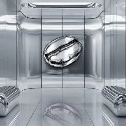 Art Of Aroma 11 Art Of Aroma -Artmind Wandbild Freiform Chrome Edition Kaffeebohne Silber Gebuerstet 3