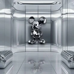 Chrome Icon 13 Chrome Icon -Artmind Wandbild Freiform Chrome Edition Mickey Mouse Silber Gebuerstet 2