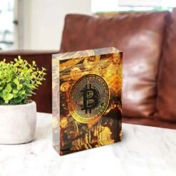 Acrylblock - Bitcoin - Goldbarren 10 Acrylblock - Bitcoin - Goldbarren -Artmind acrylblock bitcoin gold kunstwerk artmind 2