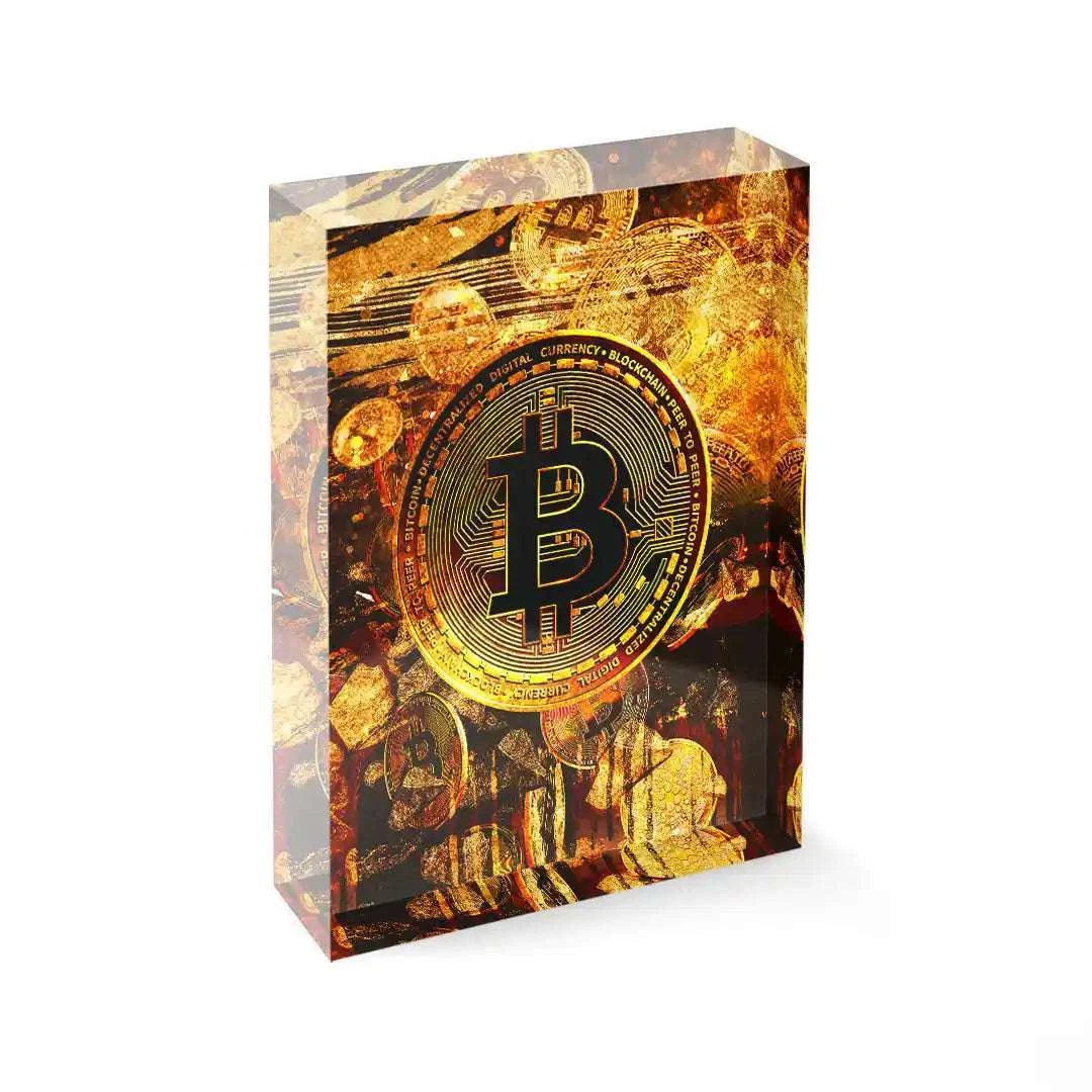 Acrylblock - Bitcoin - Goldbarren 3 Acrylblock - Bitcoin - Goldbarren