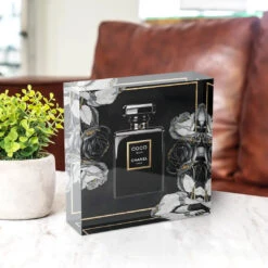 Acrylblock - Chanel On Flower 10 Acrylblock - Chanel On Flower -Artmind acrylblock chanel schwarz weiss 2