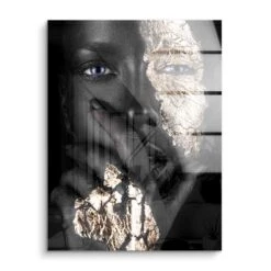 Gold View 16 Gold View -Artmind artmind premium wandbild golden face gerahmtes bild wall art acryl