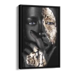 Gold View 17 Gold View -Artmind artmind premium wandbild golden face gerahmtes bild wall art schattenfugenrahmen
