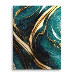 Golden Blocean II 15 Golden Blocean II -Artmind artmind premium wandbild goldener marmor petroleum muster xxl wandbild leinwand