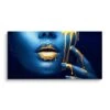 Blue Face -Artmind artmind wandbild goldene lippen on blue face gerahmtes bild brushed