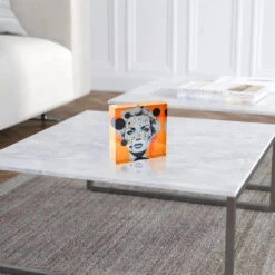 Acrylblock - Orange Points 9 Acrylblock - Orange Points -Artmind kunstwerk pop art acrylblock artmind 3