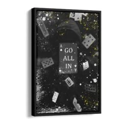 Go All In -Artmind motivationsbild go all in schattenfugenrahmen