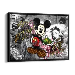 Get Rich 16 Get Rich -Artmind motivationsbild micky maus pop art schattenfugenrahmen