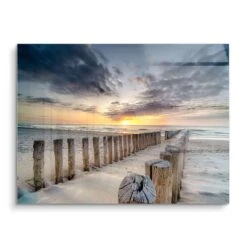 Sunset Pole 17 Sunset Pole -Artmind steg im sonnenuntergang im meer acryl