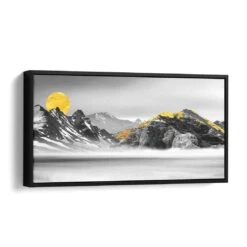 Golden Moon 16 Golden Moon -Artmind wandbild berge mit gold schattenfugenrahmen