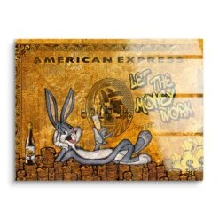 Let The Money - Gold Edition 17 Let The Money - Gold Edition -Artmind wandbild bugs bunny auf goldener kreditkarte acryl