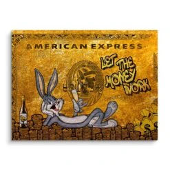 Let The Money - Gold Edition 18 Let The Money - Gold Edition -Artmind wandbild bugs bunny auf goldener kreditkarte brushed