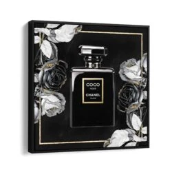 Chanel On Flower 17 Chanel On Flower -Artmind wandbild chanel black gold von artmind schattenfugenrahmen