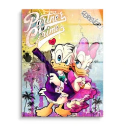 Crime In Sunshine 15 Crime In Sunshine -Artmind wandbild donald daisy als gangster unter palmen acryl