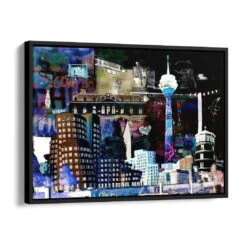 Düsseldorf - Night -Artmind wandbild duesseldorf night kunst kaufen bei artmind schattenfugenrahmen