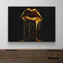 Lip Drop 18 Lip Drop -Artmind wandbild gold lip kunst kaufen bei artmind 2