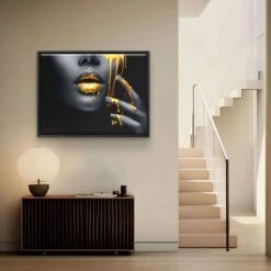 Golden Face 18 Golden Face -Artmind wandbild goldene lippen und splash im gesicht artmind 4