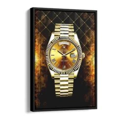Cash - Time 17 Cash - Time -Artmind wandbild goldene rolex schattenfugenrahmen