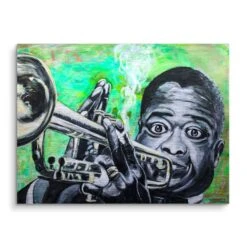 Louis Armstrong 16 Louis Armstrong -Artmind wandbild kreative kunst green music artmind wall art bild brushed