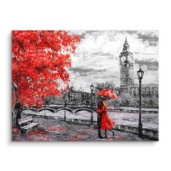 London - Kiss 16 London - Kiss -Artmind wandbild london frau mit schirm artmind bild brushed