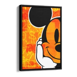 Joyeux 17 Joyeux -Artmind wandbild mickey maus pop art orange schattenfugenrahmen