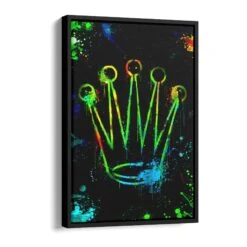 Crown -Artmind wandbild mit bunter rolex krone schattenfugenrahmen