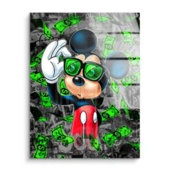 Dollar Rain 16 Dollar Rain -Artmind wandbild mit cooler micky maus im geldregen acryl
