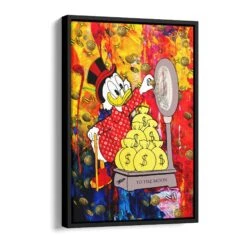 Bitcoin Scale 17 Bitcoin Scale -Artmind wandbild mit dagobert beim bitcoin zaehlen schattenfugenrahmen