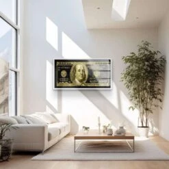 Golden Dollar 18 Golden Dollar -Artmind wandbild mit goldene 100 dollar schein artmind money 2