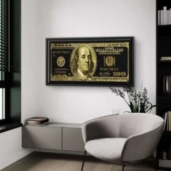Golden Dollar 17 Golden Dollar -Artmind wandbild mit goldene 100 dollar schein artmind money 4