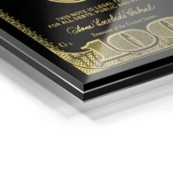 Golden Dollar 21 Golden Dollar -Artmind wandbild mit goldene 100 dollar schein detail acryl