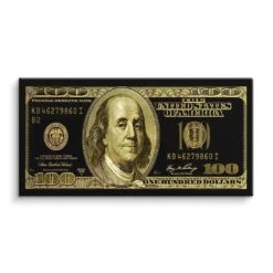 Golden Dollar 15 Golden Dollar -Artmind wandbild mit goldene 100 dollar schein leinwand