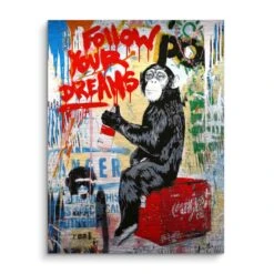 Follow Dreams 15 Follow Dreams -Artmind wandbild pop art affe auf coca cola brushed