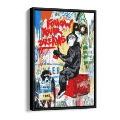 Follow Dreams 16 Follow Dreams -Artmind wandbild pop art affe auf coca cola schattenfugenrahmen