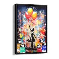 Flying Color 15 Flying Color -Artmind wandbild pop art banksy luftballon graffiti artmind schattenfugenrahmen