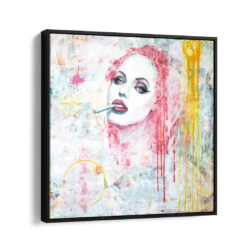 Smoking Red 16 Smoking Red -Artmind wandbild portait woman kunst kaufen bei artmind schattenfugenrahmen