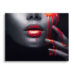 Red Face 16 Red Face -Artmind wandbild rote lippen mit splash brushed