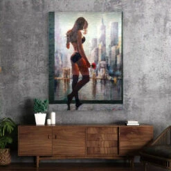 Erwartung 17 Erwartung -Artmind wandbild woman blume new york brooklyn bridge skyline dessous kunstwerk artmind 19